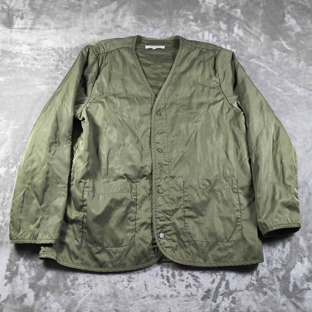 Pacsun Quilted Liner Jacket Mens Medium Green Lightweight Military Full Snap Y2K